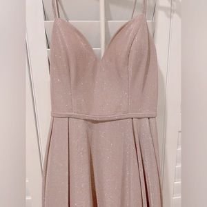 Blush Shimmer Pink Gown with pockets - Semi Formal/Formal/Prom- Size Large